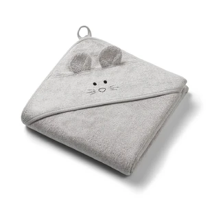 Serviette à capuche en bambou, Gris, 100 x 100 cm, Babyono