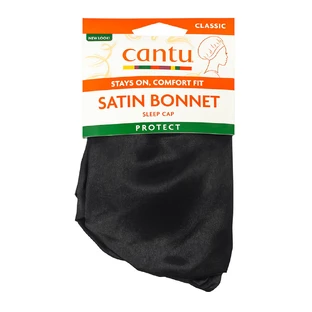 Bonnet en satin pour la protection des cheveux, noir, 1 pièce, Cantu