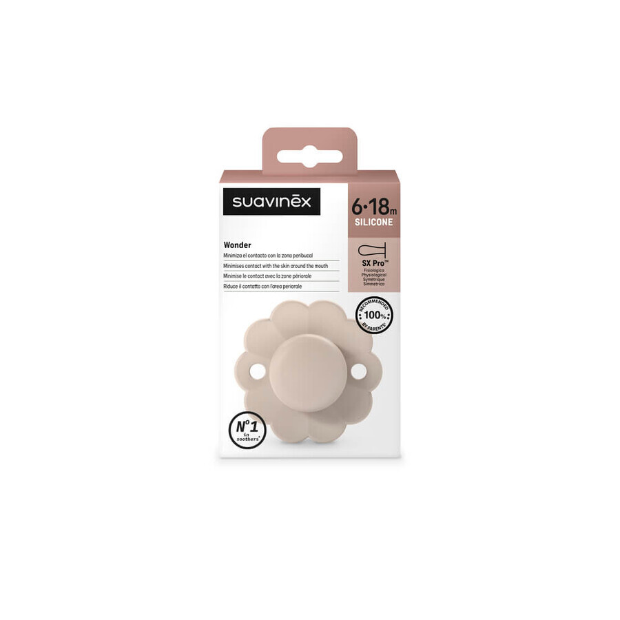 Suzeta fiziologica din silicon SX Pro Wonder, 6 - 18 luni, Roz deschis, 1 buc, Suavinex