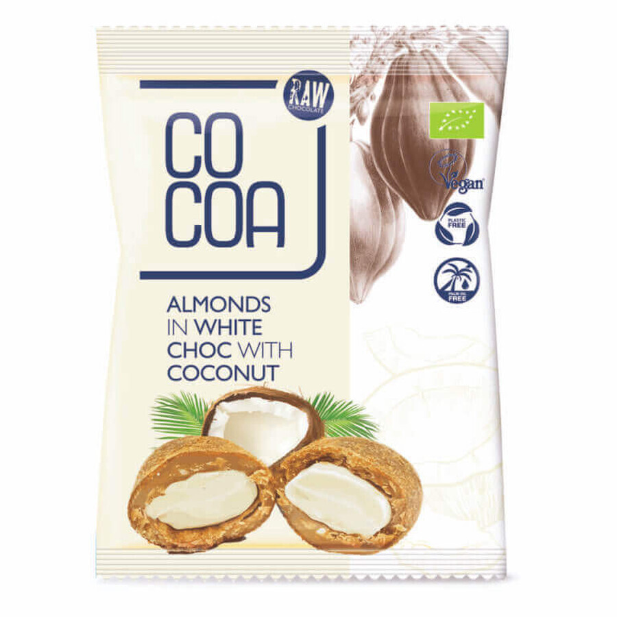 Bio-Mandeln mit weißer Schokolade, 70 g, Kakao