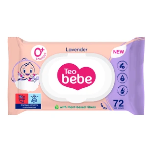 Servilletas húmedas lavanda, 72 unidades, Teo Bebe