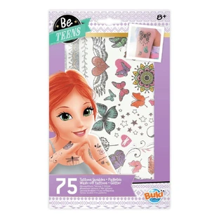 Tatouages pour filles Glitter, +8 ans, 75 motifs, Buki