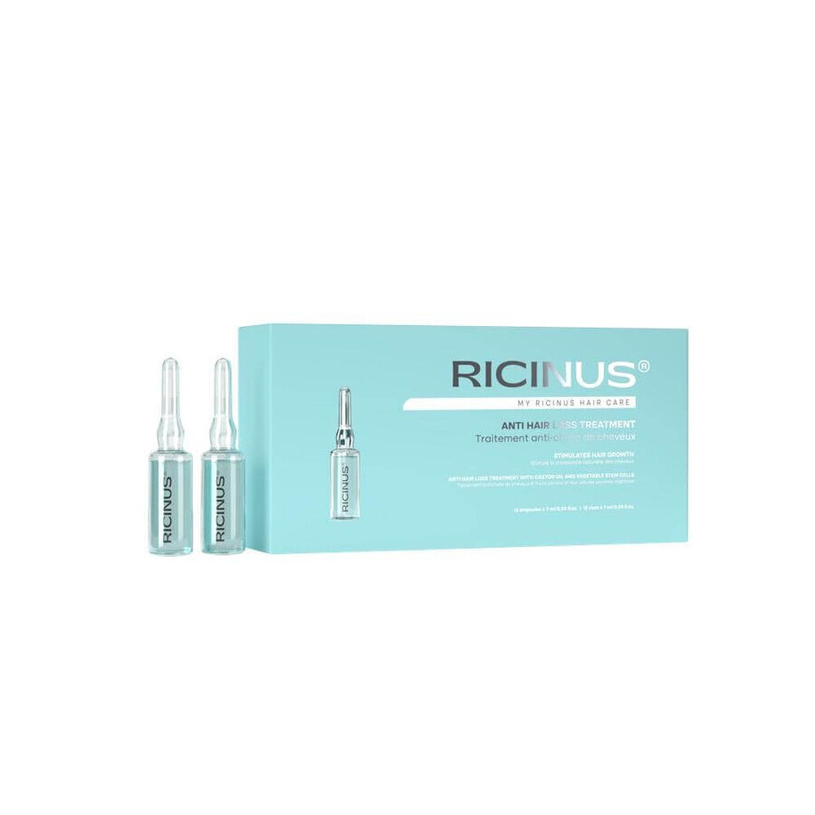 Ampoules treatment to stop hair loss, 12 ampoules, Ricinus