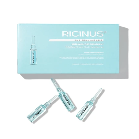 Viales tratamiento para frenar la caída del cabello, 12 viales, Ricinus