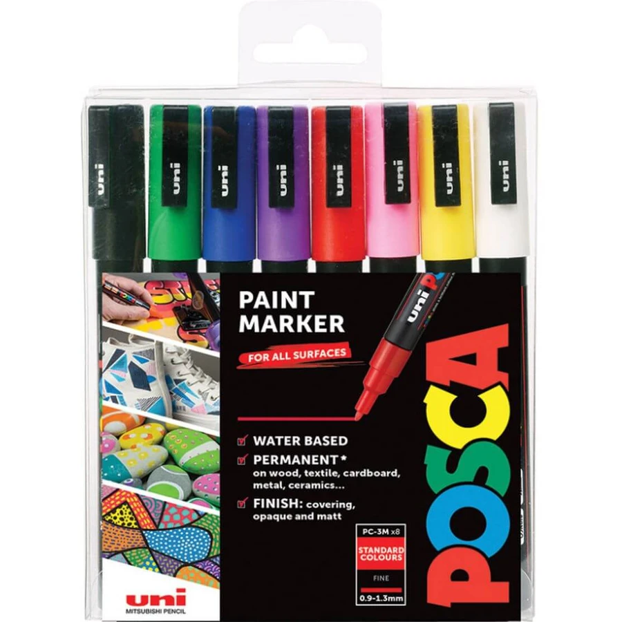 Acrylic Marker Set PC-3M Fine, 8 pieces, Posca