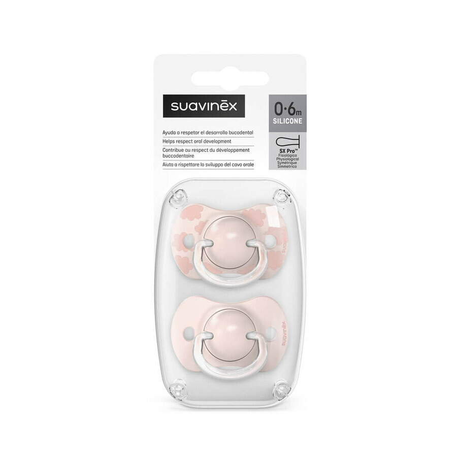 Suzeta fiziologica din silicon SX Pro Dreams, 0-6 luni, Roz, 2 buc, Suavinex