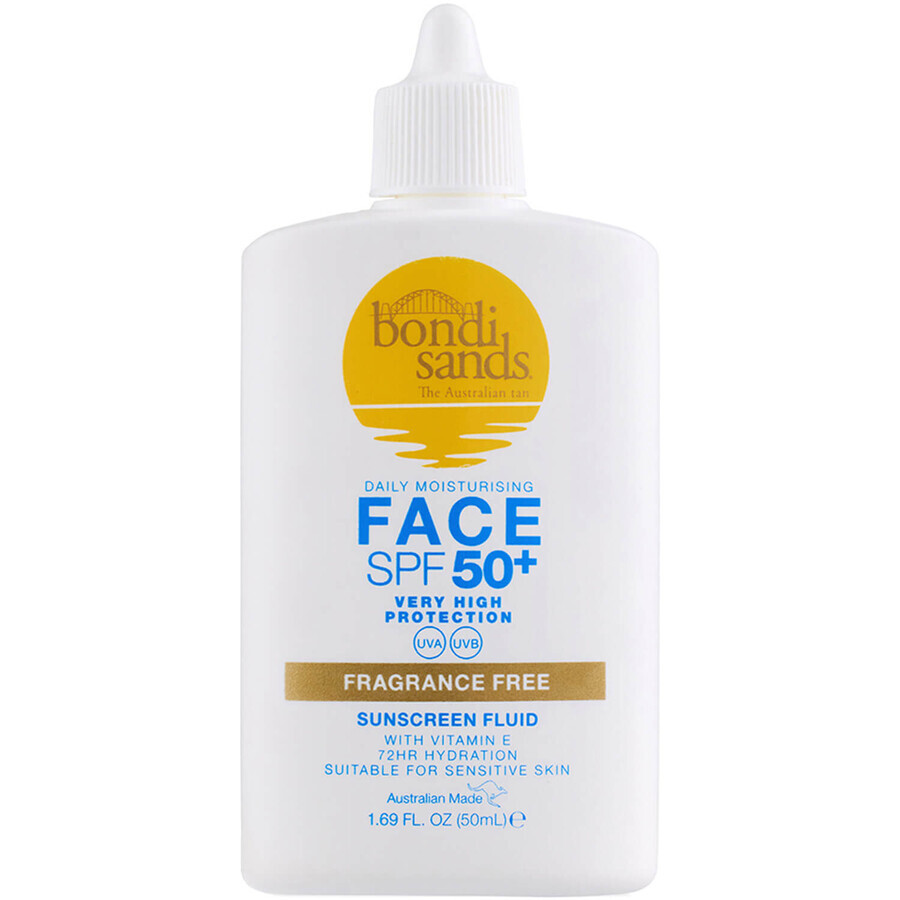 Fluide facial solaire SPF 50+, 50 ml, Bondi Sands