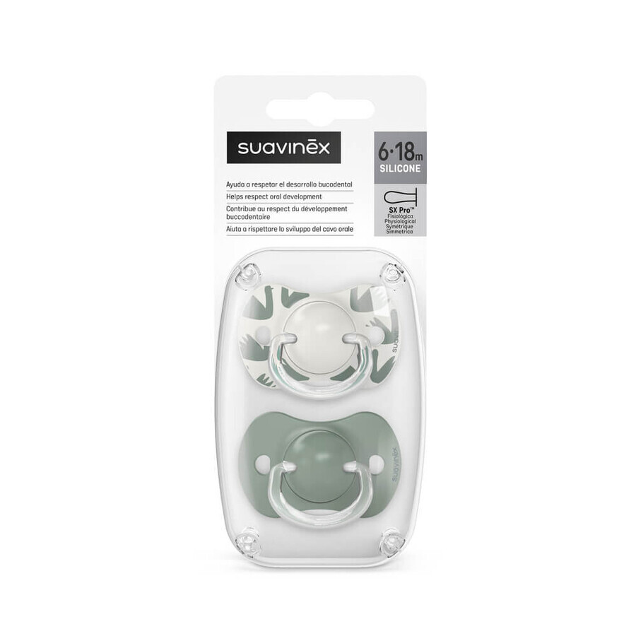 Succhietto in silicone SX Pro Una passeggiata nel parco, 6-18 mesi, Masliniu, 2 pezzi, Suavinex