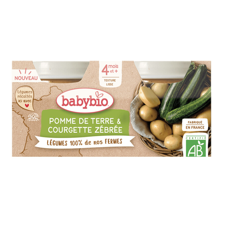 Purée de pommes de terre et courgettes bio, +4 mois, 2x130 g, Babybio