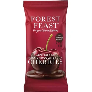 Cerezas cubiertas de chocolate negro belga, 40 g, Forest Feast