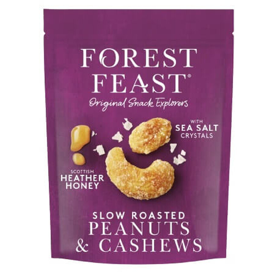Mélange de cacahuètes et de noix de cajou avec du miel et du sel de mer, 120 g, Forest Feast