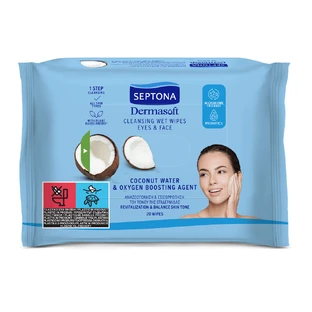 Toallitas Limpiadoras Dermasoft Agua de Coco y Oxígeno, 20 unidades, Septona