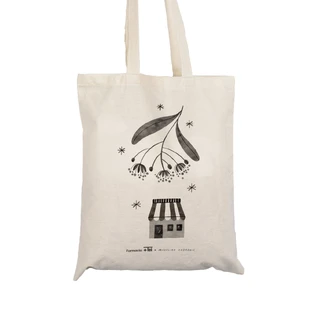 Bolsa reutilizable 100% algodón, estampado blanco y negro, 1 unidad, Farmacia Tei x Madalina Andronic