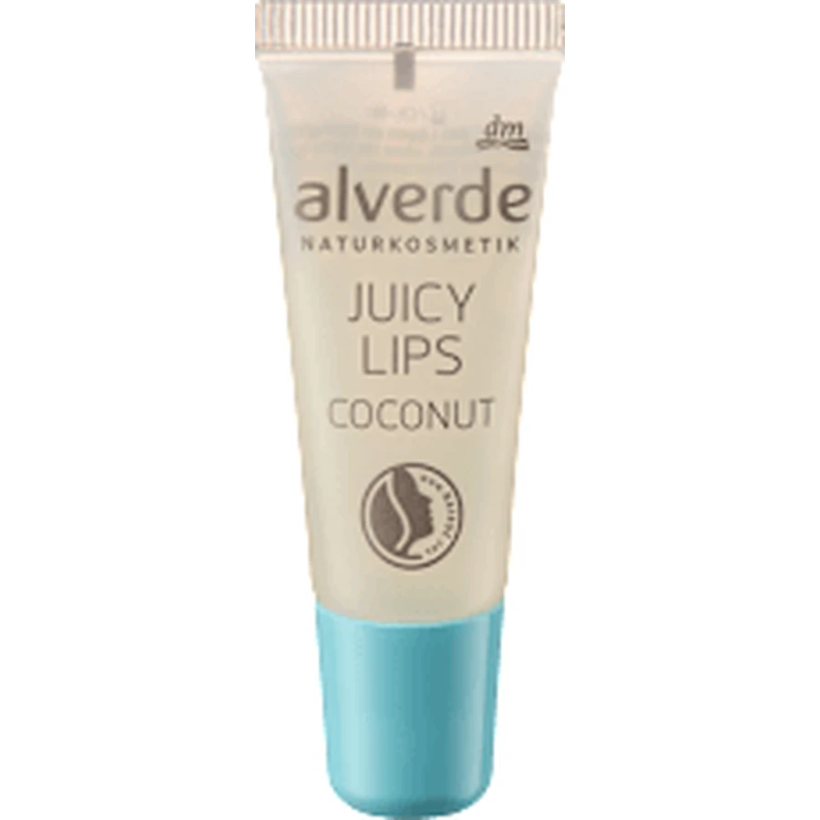 alverde NATURKOSMETIK Brillo de labios Barra de labios Juicy lips Coco, 8 ml