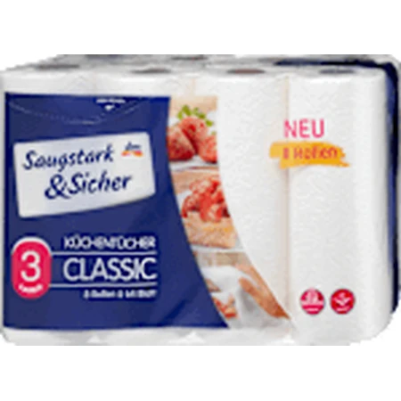 Saugstark&Sicher Classic Küchentücher Classic 3-lagig, 8 Stück