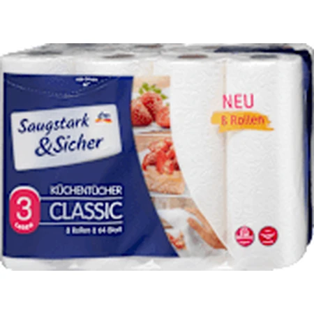 Saugstark&Sicher Classic Küchentücher Classic 3-lagig, 8 Stück
