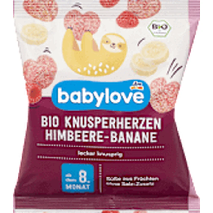babylove Patatas fritas de plátano y frambuesa para niños mayores de 8 años, 30 g