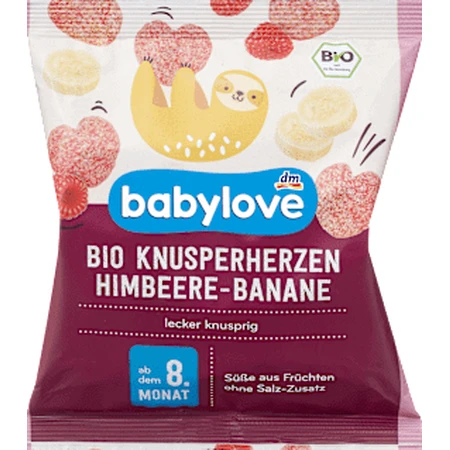 babylove Patatas fritas de plátano y frambuesa para niños mayores de 8 años, 30 g