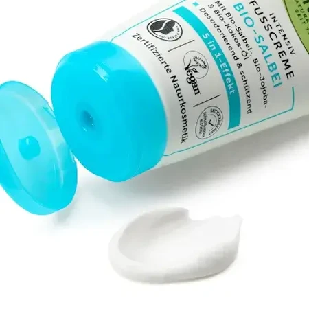 alverde NATURKOSMETIK Voetcrème 5in1 met salie en wilgenbast, 75 ml
