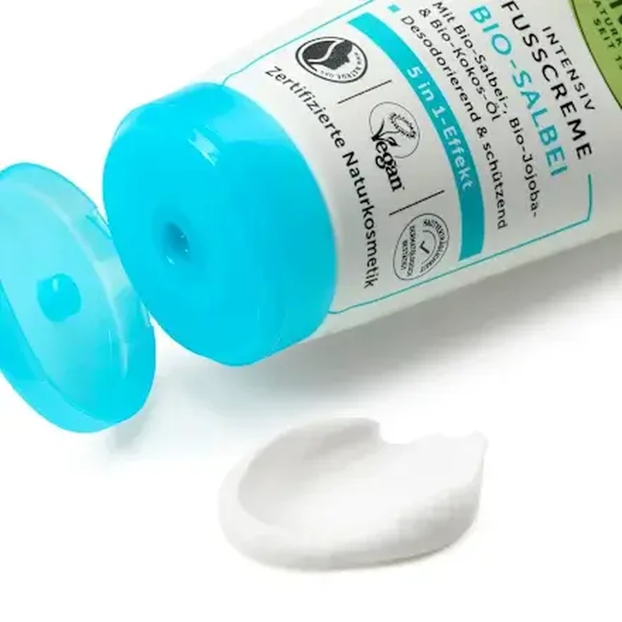 alverde NATURKOSMETIK Voetcrème 5in1 met salie en wilgenbast, 75 ml