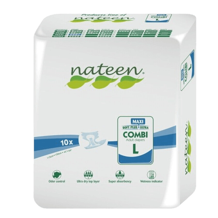 Adult biodegradable diapers Combi Maxi Line, size L, 10 pieces, Nateen