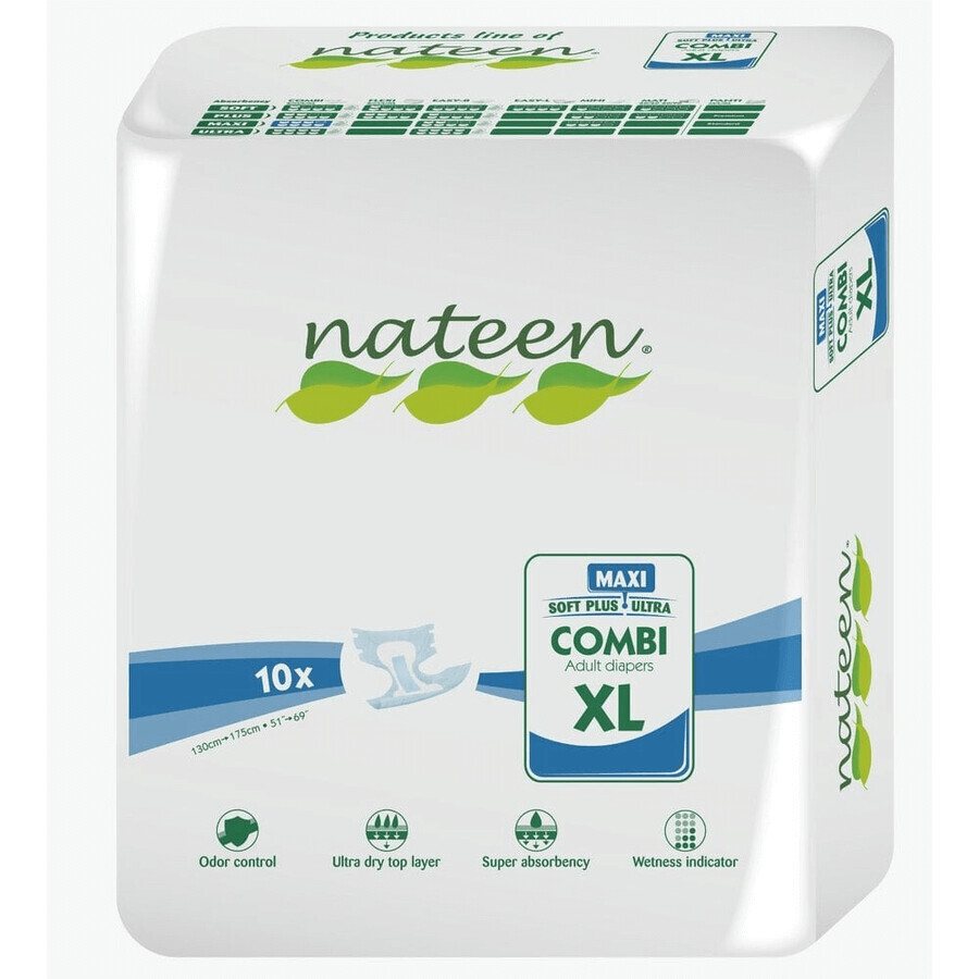 Adult biodegradable diapers Combi Maxi Line, size XL, 10 pieces, Nateen