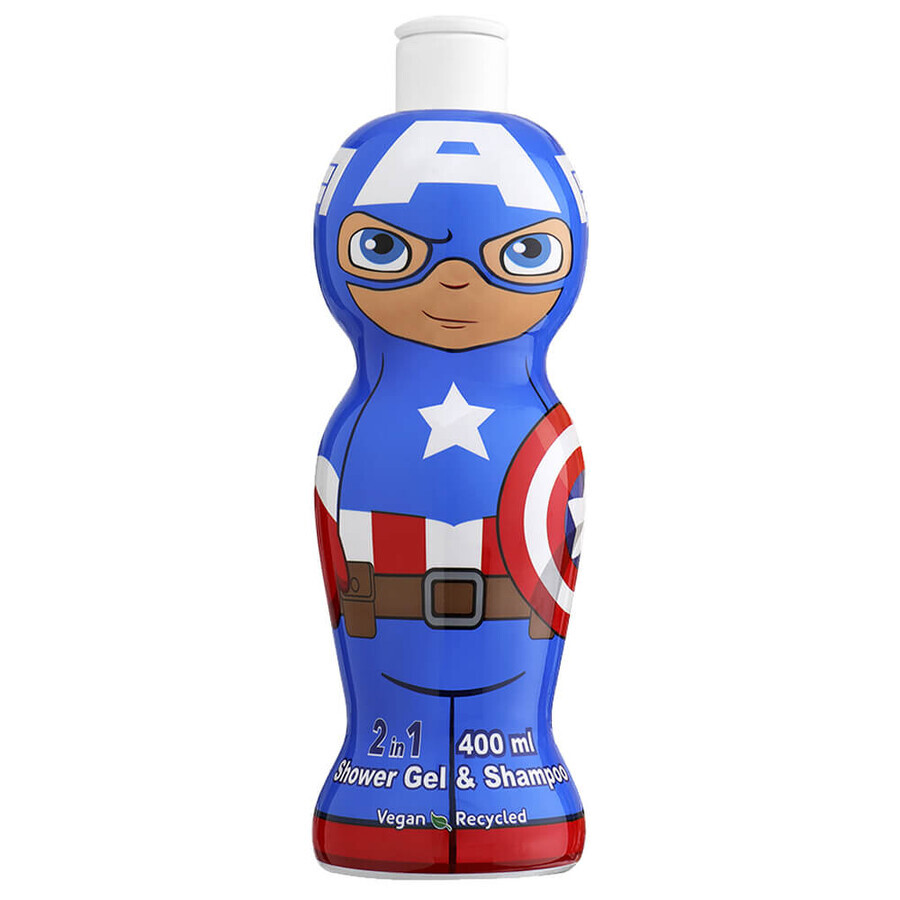 Duschgel und Shampoo Captain America 1D, +3 Jahre, 400 ml, Air Val