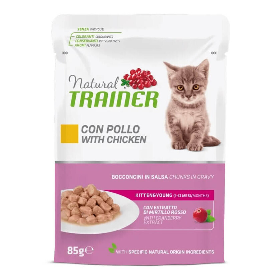 Wet chicken food for kittens aged 1 to 12 months, 85 g, Natural Trainer