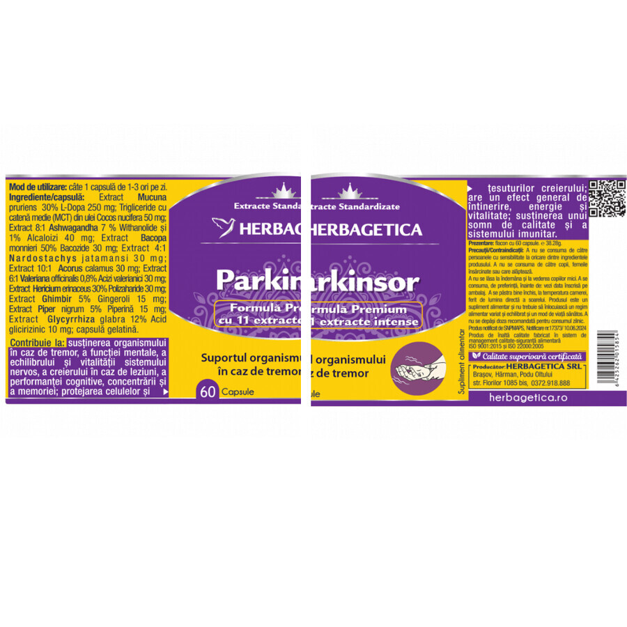 Parkinsor, 120 cápsulas, Herbagetica