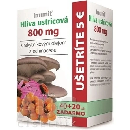Imunit HLIVA Hongo ostra 800 mg con espino amarillo. 1×60 cps, complemento alimenticio