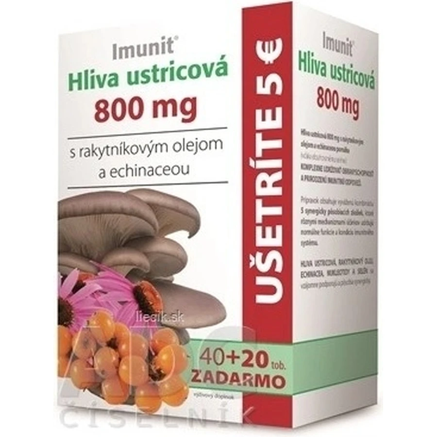 Imunit HLIVA Hongo ostra 800 mg con espino amarillo. 1×60 cps, complemento alimenticio