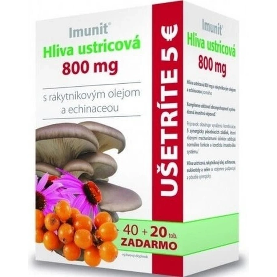 Imunit HLIVA Hongo ostra 800 mg con espino amarillo. 1×60 cps, complemento alimenticio