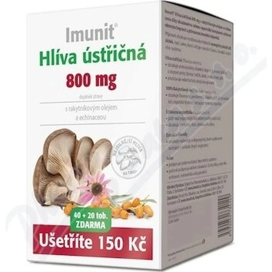 Imunit HLIVA Hongo ostra 800 mg con espino amarillo. 1×60 cps, complemento alimenticio