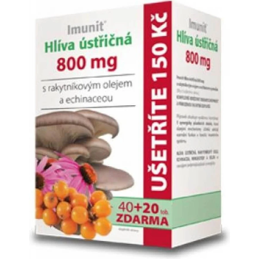 Imunit HLIVA Hongo ostra 800 mg con espino amarillo. 1×60 cps, complemento alimenticio