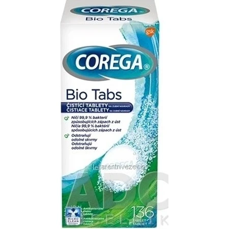 COREGA BIO Tabs 1x136 stuks, tabletten voor gebitsreiniging