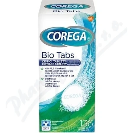 COREGA BIO Tabs 1x136 stuks, tabletten voor gebitsreiniging