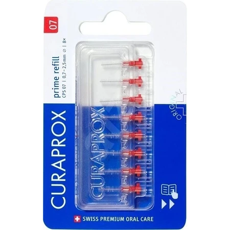 CURAPROX CPS 07 prime recambio rojo 1×8 pzs, cepillos interdentales sin soporte