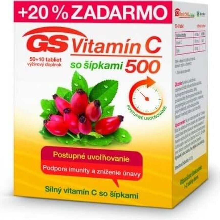 GS Vitamin C500 with rose hips, 50+10 tablets 1×60 tbl, food supplement
