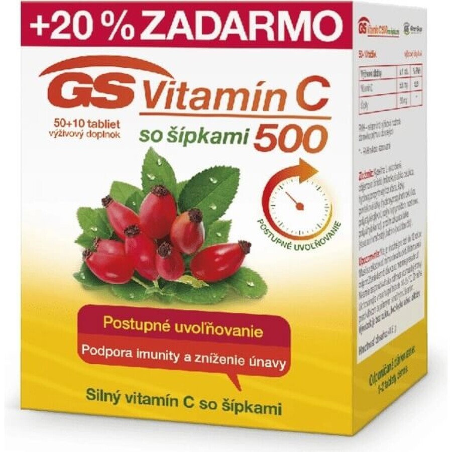 GS Vitamin C500 with rose hips, 50+10 tablets 1×60 tbl, food supplement