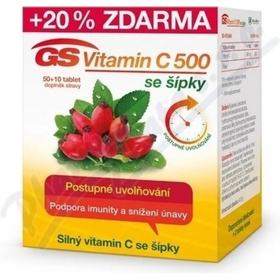 GS Vitamin C500 with rose hips, 50+10 tablets 1×60 tbl, food supplement