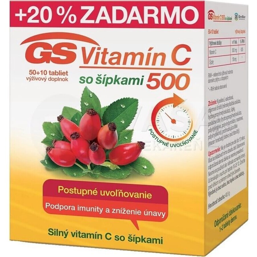 GS Vitamin C500 with rose hips, 50+10 tablets 1×60 tbl, food supplement