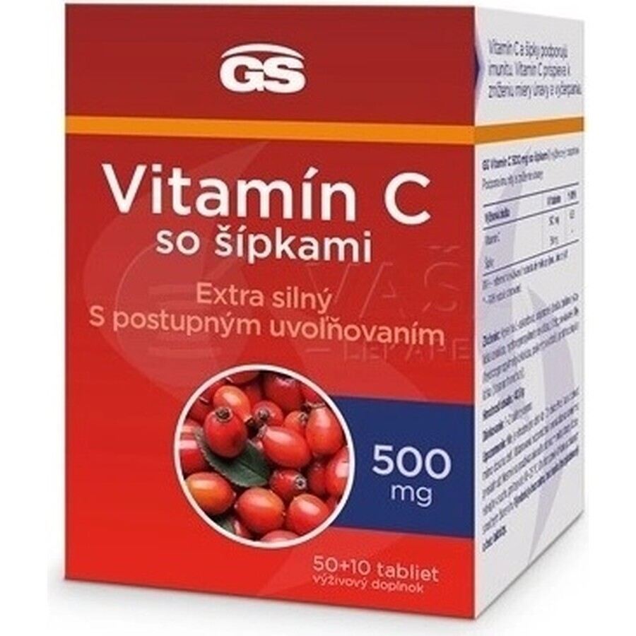 GS Vitamin C500 with rose hips, 50+10 tablets 1×60 tbl, food supplement