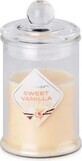Emocio Bouteille en verre 60&#215;112 mm avec couvercle en verre Bougie parfum&#233;e Sweet Vanilla 1&#215;1 pc, bougie parfum&#233;e