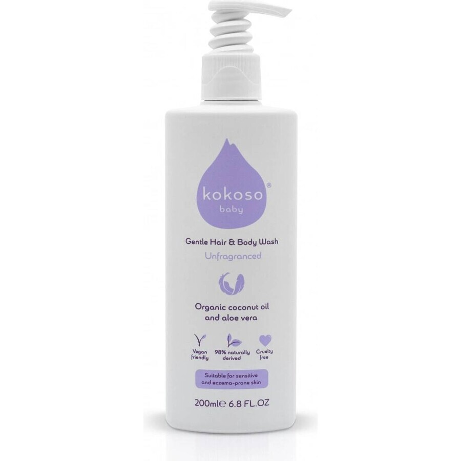 Kokosnoot Baby Ongeparfumeerde Baby Douchegel 1×200 ml, baby douchegel