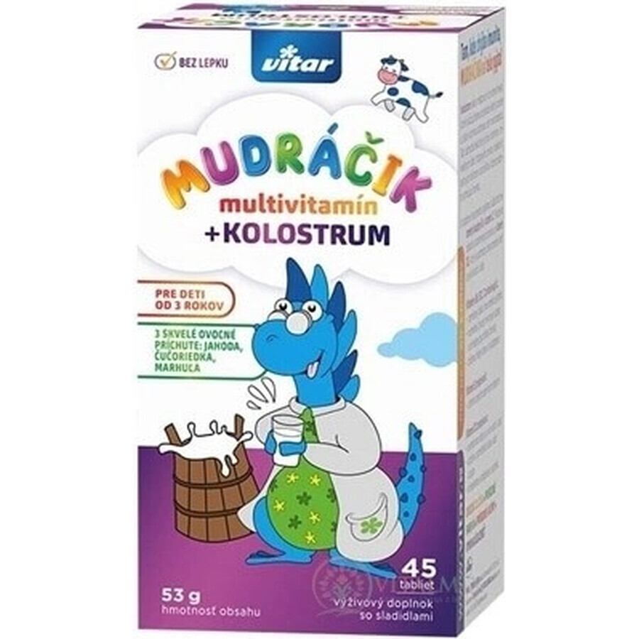 VITAR MUDráčik multivitamins + colostrum 1×45 tbl