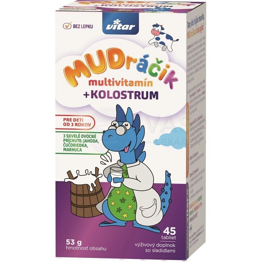 VITAR MUDráčik multivitamins + colostrum 1×45 tbl