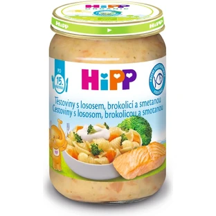 HiPP Pasta con salmón, brócoli y nata del Reino Unido. 14 meses 1×250 g, aperitivo de carne para bebés