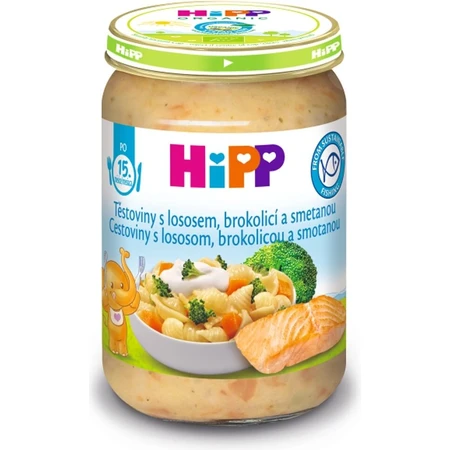 HiPP Pasta con salmón, brócoli y nata del Reino Unido. 14 meses 1×250 g, aperitivo de carne para bebés