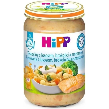 HiPP Pasta con salmón, brócoli y nata del Reino Unido. 14 meses 1×250 g, aperitivo de carne para bebés