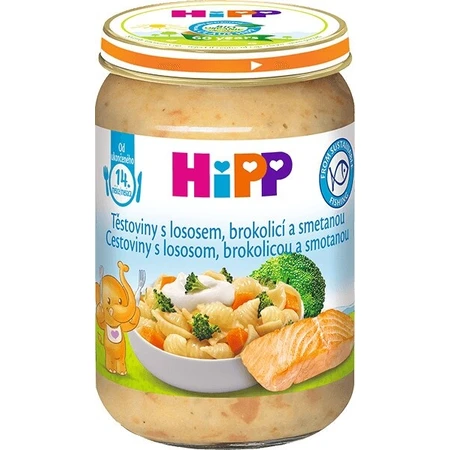 HiPP Pasta con salmón, brócoli y nata del Reino Unido. 14 meses 1×250 g, aperitivo de carne para bebés